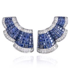 LEVIAN Mystery-Set Sapphire Diamond Gold Earrings l Dover Jewelry