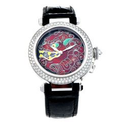 Cartier Pasha 2495 Chinese Guardian Dragon Cloisonné gold Watch