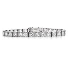 Antique Deco 10.85cts  Diamond Platinum Square Link Bracelet |Dover Jewelry|