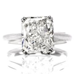 Estate 5.03 Carat Radiant Cut GIA Certified Diamond Platinum Engagement Ring