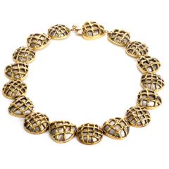 Dorota Designer Exceptional 18k Gold Hand-Made Button Chocker Necklace