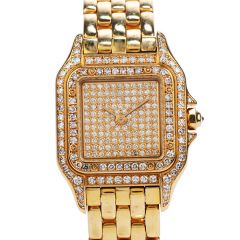 Cartier Panther Diamond Face 18K Gold Ladies Watch