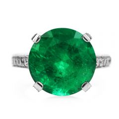 Estate AGL 8.13ct Colombian Emerald Diamond Platinum Cocktail Ring
