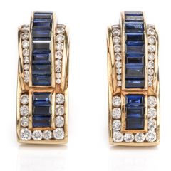 C. Krypell Diamond Sapphire 18K Gold Earrings
