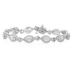 Estate 4.25ct Marquise Cut Diamond 18K White Gold Infinity Link Diamond Bracelet