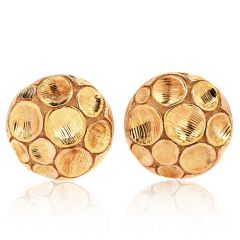 Giordana Castellan Italian 18K Yellow Gold Large Round Clip On Earrings
