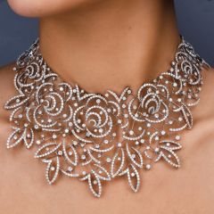 Stefan Hafner 27.70cts Diamond Lace 18k White Gold Necklace