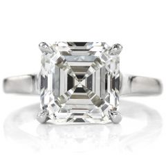 Classic GIA 5.49cts Square Emerald-Cut Diamond engagement ring