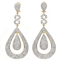 Modern 5.70 cts Diamond 14K Gold "S" Dangle Drop Earrings 