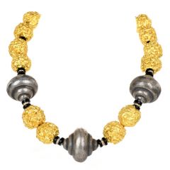 Lotus Art De Vivre Diamond Onyx 18K Gold Hindu Prayer Beaded Necklace