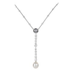 Cartier Calin Collection Heart Diamond Tahitian South Sea Pearl Lariat Drop Gold-Necklace