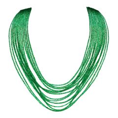 Buccellati Vintage Emerald Diamond 18K Gold Clasp Multi Strand Necklace