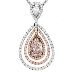 3.76cts GIA Natural Light Pink Platinum18k Diamond Necklace Pendant