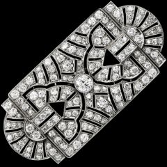 Antique Art Deco 5.50ct Diamond Platinum Filigree Geometric Open Brooch Pin