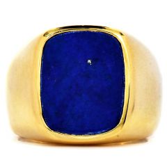 Estate Lapiz Lazuli 18K Yellow Gold Men's Signet Ring
