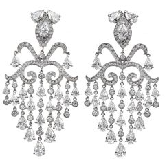Orianne Collins 42.0cts Pear Cut Diamond 18K White Gold Chandelier Dangle Drop Earrings