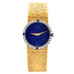 Vintage Piaget Lapis Lazuli Diamond Sapphire 18K Gold Ladies Watch