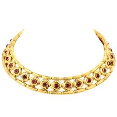 Faraone Milano Vintage Ruby 18K Yellow Gold Collar Choker Cuff Link Necklace