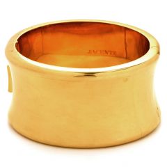 Jacente Italian 18K Yellow Gold Concave Mirror Finish Wide Bangle Bracelet
