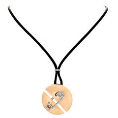 Carrera Y Carrera Diamond 18K Gold Cut-Out Medallion Safety Pin Pendant Cord Necklace