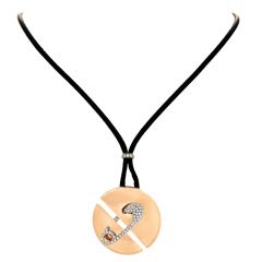 Carrera Y Carrera Diamond 18K Gold Cut-Out Medallion Safety Pin Pendant Cord Necklace