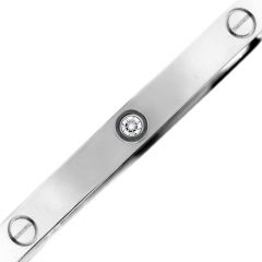 Cartier Love Diamond 18K White Gold Small Model Bangle Bracelet Size 16