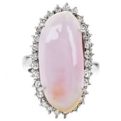 Certified GIA Conch Pearl Diamond Platinum Cocktail Ring