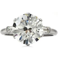 Classic 3.71cts  Round Diamond Platinum Engagement Ring 