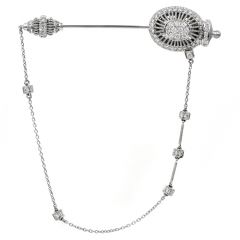 Michael B 1.40cts Diamond Platinum Ballerina Handmade Chain Stickpin