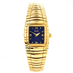 Piaget Tanagra Ref 16051 M 401 D  18k Ladies Lapis Dial Gold Watch