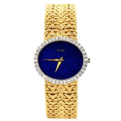 Vintage Piaget Diamond Lapis Lazuli Dial 18 Gold Ladies Watch