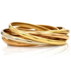 Cartier Trinity Vintage 18K Tri-Tone Rolling 7 Band Ring