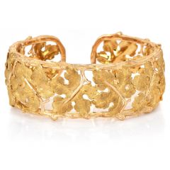 Mario Buccellati 18K Yellow Gold Maple Leaf Cuff Bracelet