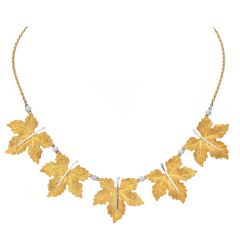Mario Buccellati 18K Yellow Gold Maple Leaf Pendant Necklace