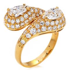 Cartier French Diamond 18K Yellow Gold Bypass Cluster Engagement Ring