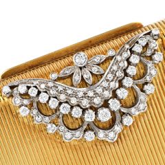   Vintage Italian Diamond Solid 18K Gold Tiara Compact Box -Dover jewelry