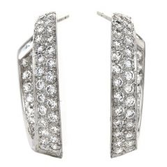 Oscar Heyman  Diamond Platinum Inside Outside Hoop Earrings 