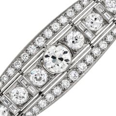  Antique Deco 6.55cts  Old European Diamond Platinum Filigree Brooch Bar Pin