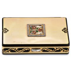 Cartier Vintage Diamond 18k Gold Enamel Compact Box Vanity Case