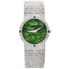 Piaget Vintage Green jade Dial Diamond Gold Ladies Watch