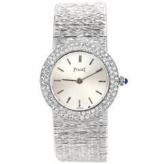 Piaget Double Row  Diamond silver Dial 18K Gold Ladies Watch