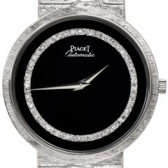 Piaget Diamond Onyx 18K White Gold Ref 12343 Automatic  Watch