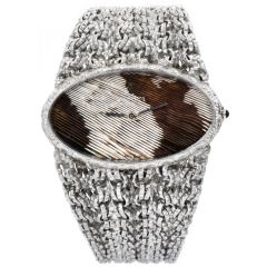 Vintage Corum 18K White Gold Oval Cow Two Tone Dial Ladies Wristwatch