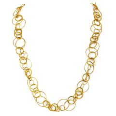 Spitzer & Furman 18K Yellow Gold  31" Long Multi Hoop Round Link Chain Necklace 