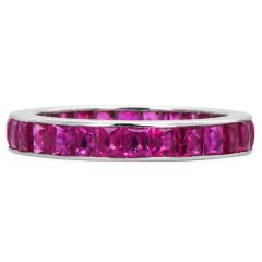 Modern Ruby 18K White Gold Stackable Eternity Band Ring