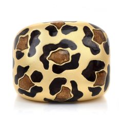 Roberto Coin 18K Yellow Gold Enamel Animallier Leopard Cocktail Ring
