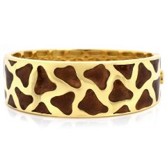 Roberto Coin 18K Gold Giraffe Enamel Wide Bangle Bracelet-Dover Jewelry