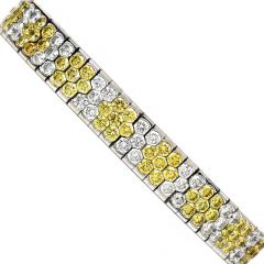 Estate 18.72ct Natural Fancy Yellow Diamond 18k Gold Bracelet