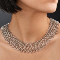 GARAVELLI Designer 7.40cts Diamond 18k Gold Cleopatra Lace Necklace