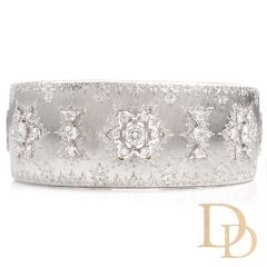 Mario Buccellati Opera Rigato Vintage Diamond 18K Cuff Bangle Bracelet